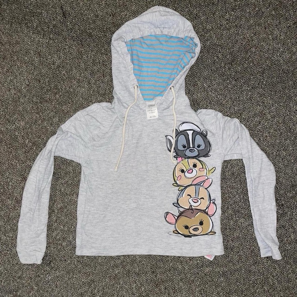 Womens Disney Light Gray Hoodie with Bambi Tsum Tsum Graphic